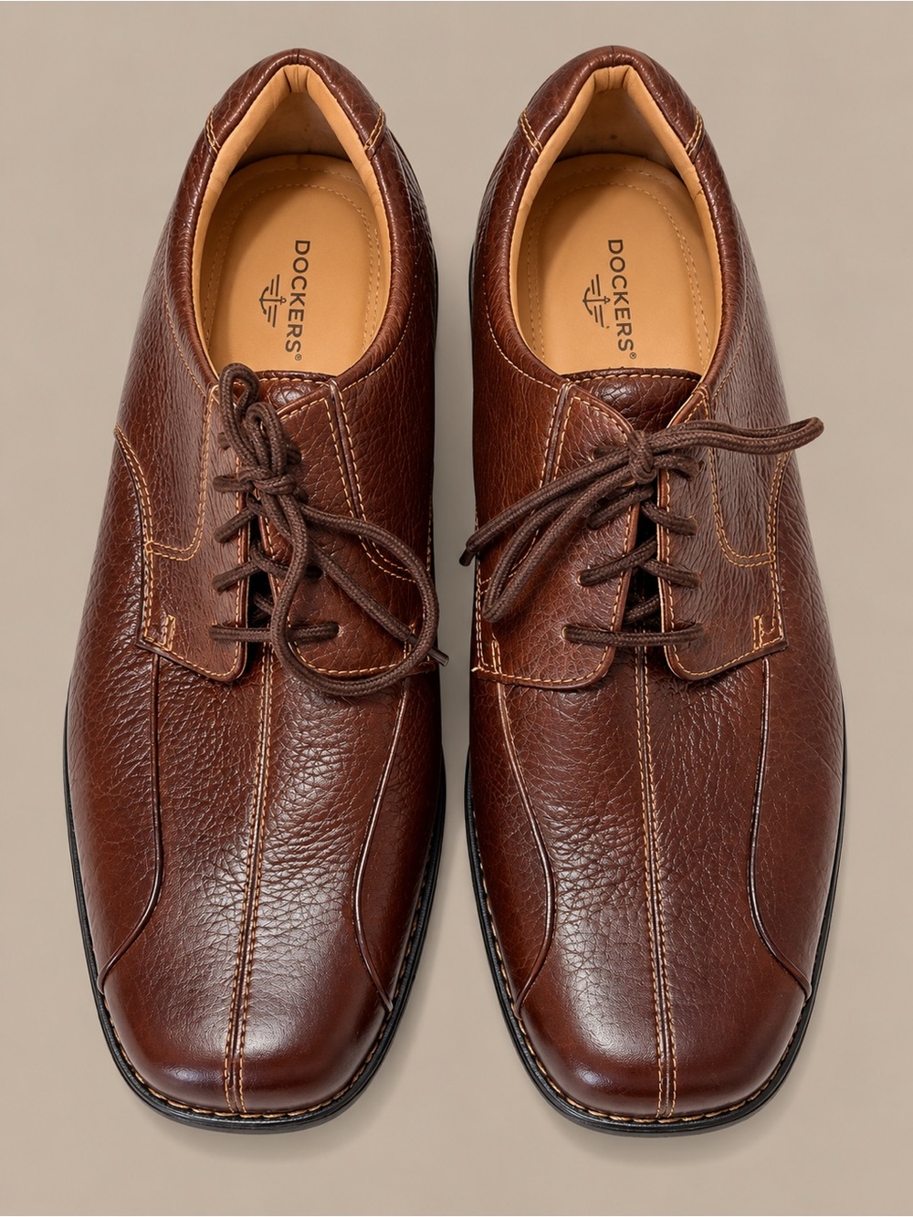 Dockers Brown Leather Lace-Up Oxfords